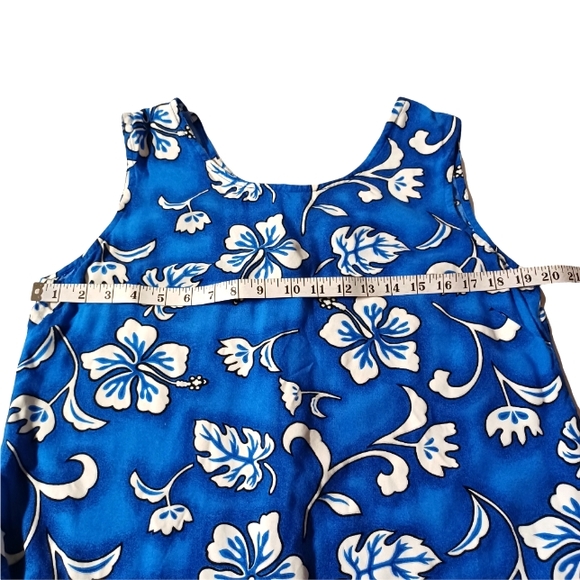 BALI CHIC Vintage Blue and White Floral Hawaiian XL Sleeveless Sheath Dress XL - Picture 6 of 7